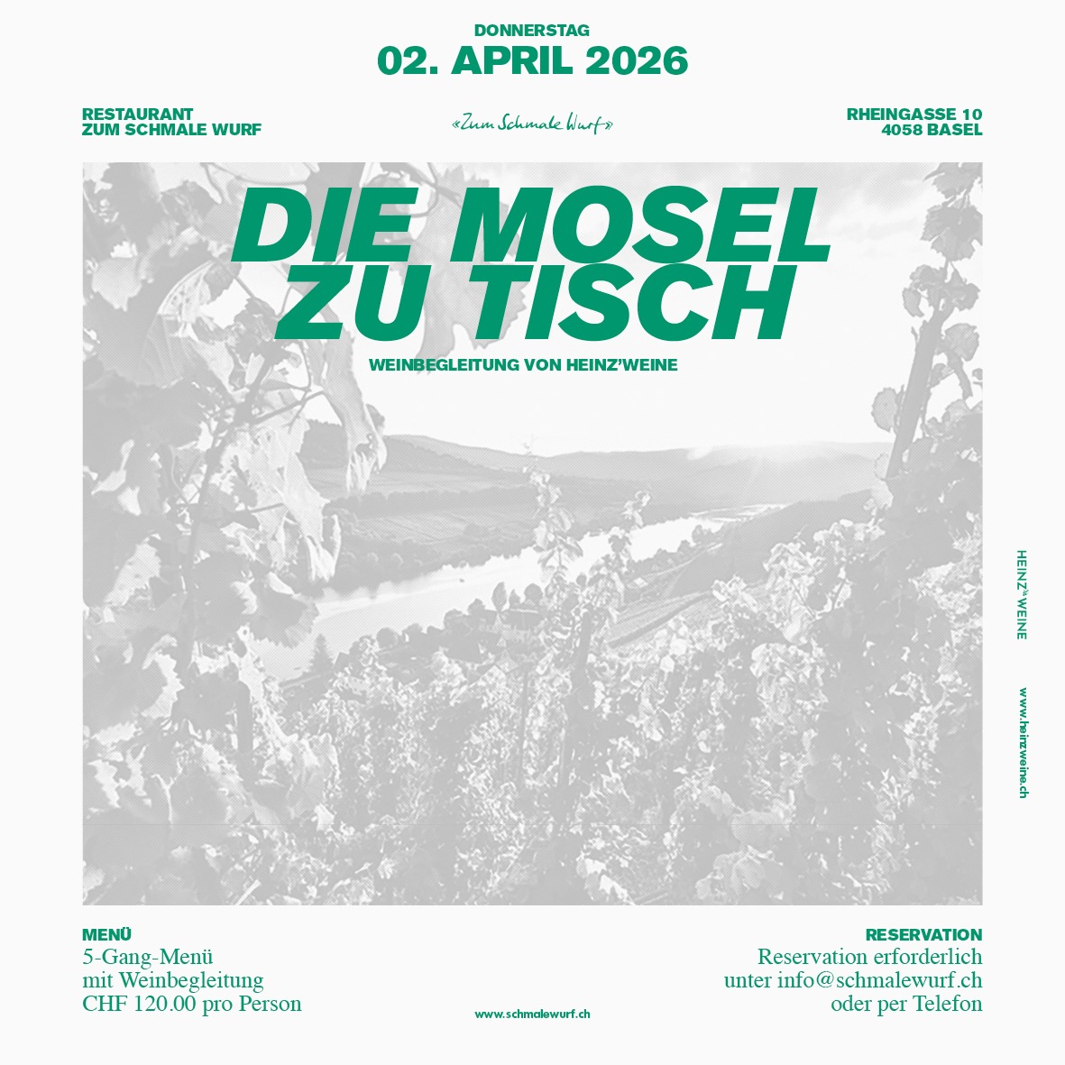 Die Mosel zu Tisch - HEINZ' WEINE im Schmale Wurf, 02.04.2026